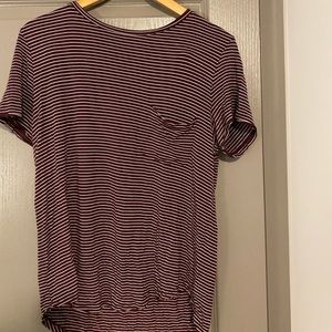 Maroon & White Stripped American Eagle Tee